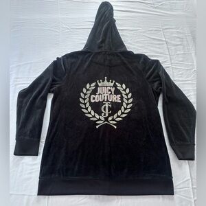 Juicy Couture Black Velour Hoodie with Silver Logo